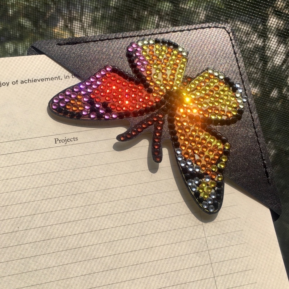 Diamond Art Butterfly Corner Bookmark, Colorful, Sparkly, Bling (ORNG/YLW/PINK) - Picture 15 of 17